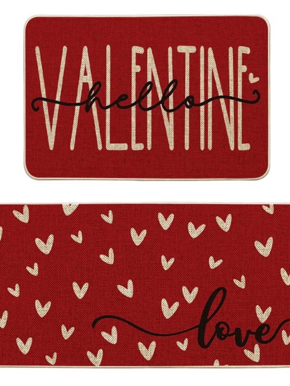 Artoid Mode Red Love Heart Hello Valentine's Kitchen Mats Set of 2
